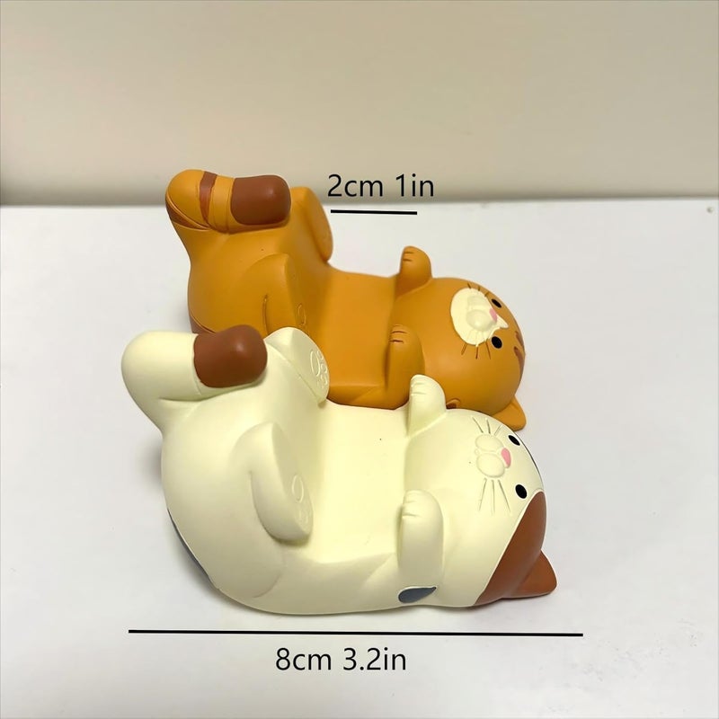 Eysinyge Cute Cat Phone Stand Set, 2-Pack Desktop Cell Phone Holders, Orange and White Kitty Design, Funny Gifts for Cat Lovers, Resin Desk Decor Accessory 3.3 x 2.3 x 2.0 inches - Image 4